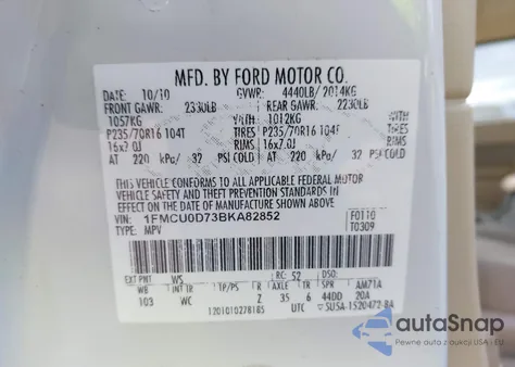 2011 Ford Escape Xlt from USA, damaged, VIN 1FMCU0D73BKA82852